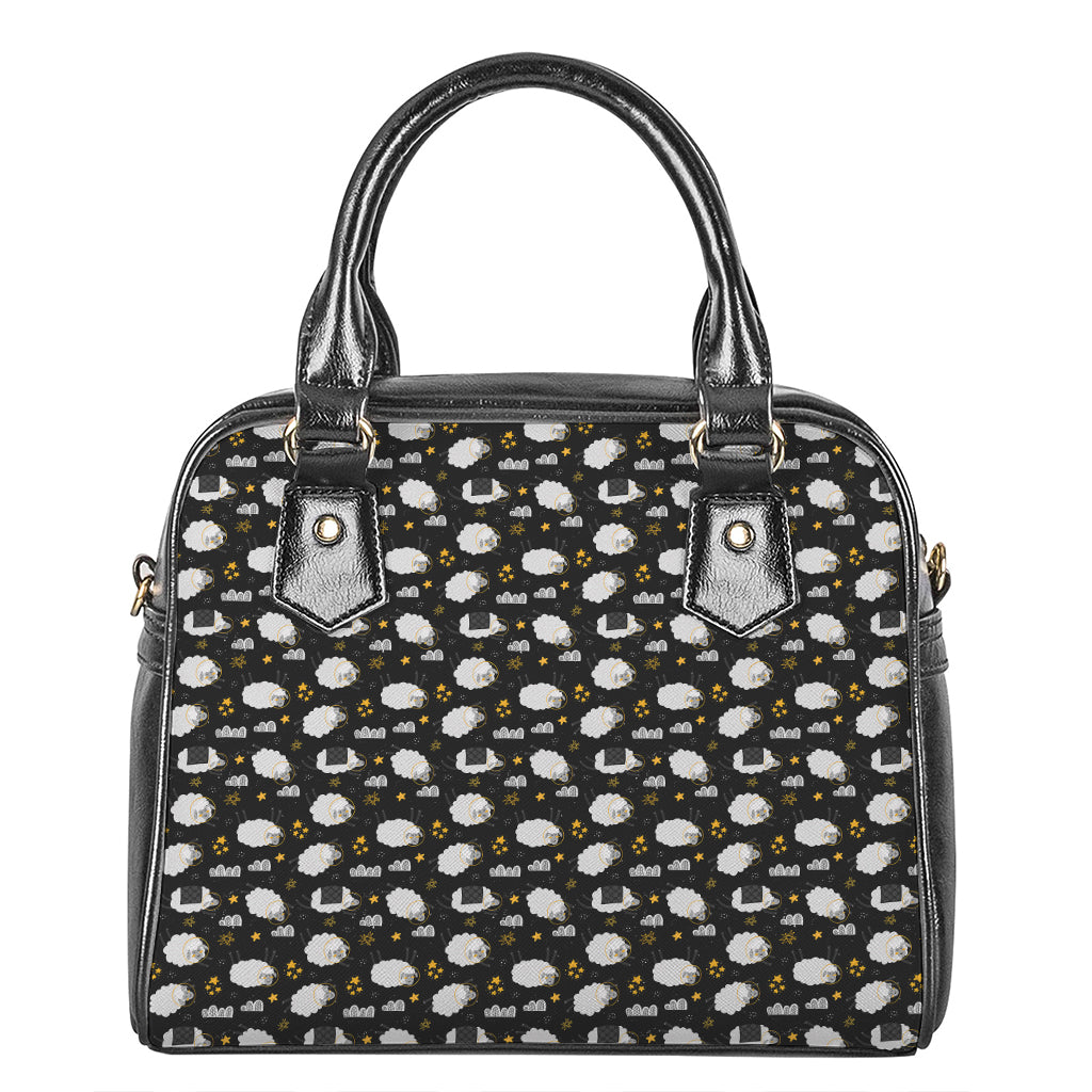 Sleeping Sheep Pattern Print Shoulder Handbag