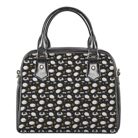 Sleeping Sheep Pattern Print Shoulder Handbag