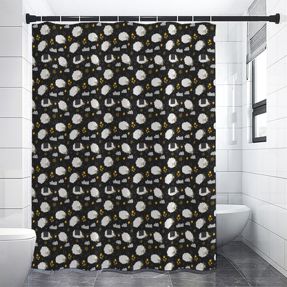 Sleeping Sheep Pattern Print Shower Curtain