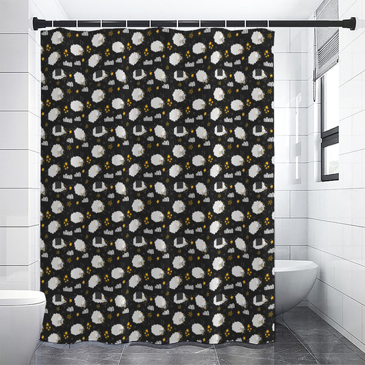 Sleeping Sheep Pattern Print Shower Curtain