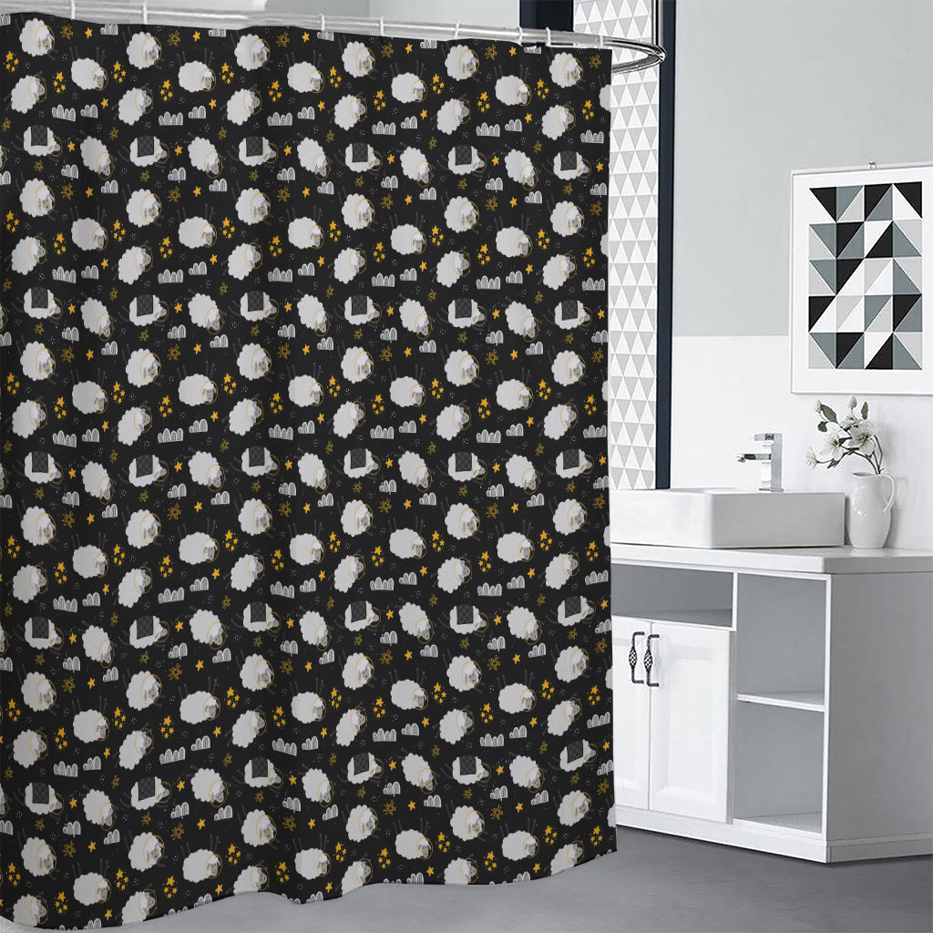 Sleeping Sheep Pattern Print Shower Curtain