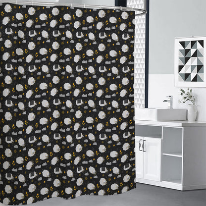 Sleeping Sheep Pattern Print Shower Curtain