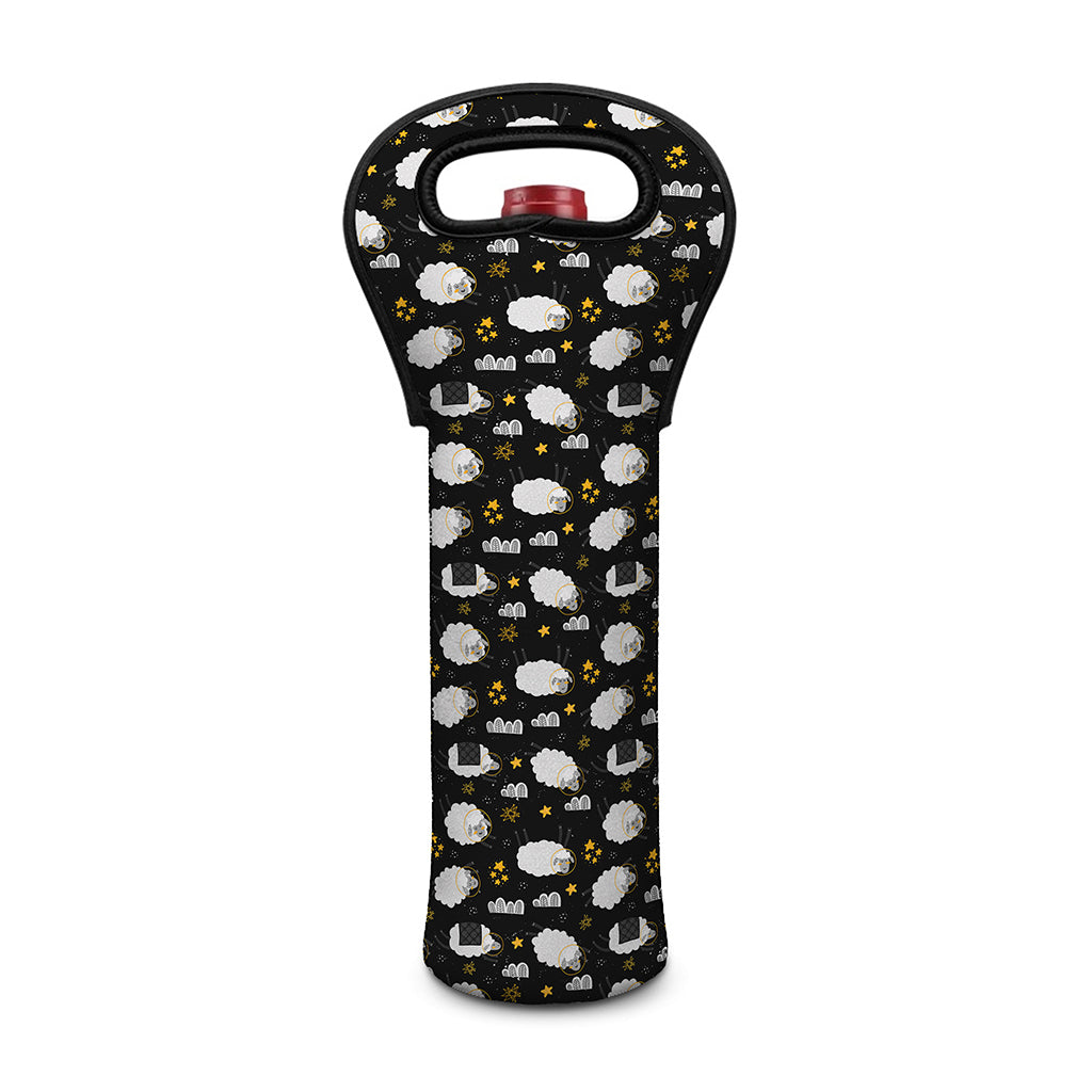 Sleeping Sheep Pattern Print Single Neoprene Wine Tote