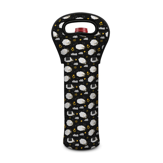 Sleeping Sheep Pattern Print Single Neoprene Wine Tote