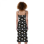 Sleeping Sheep Pattern Print Slim Fit Midi Cami Dress