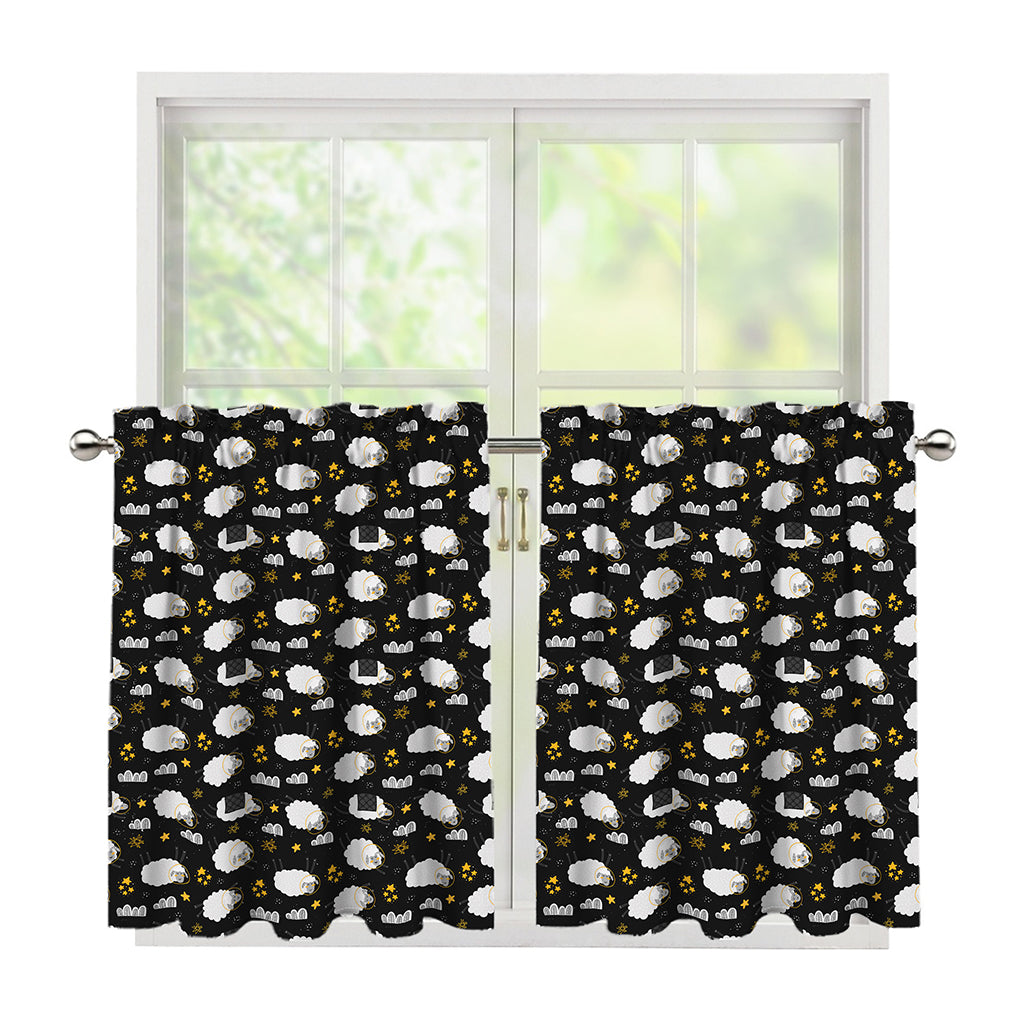Sleeping Sheep Pattern Print Tier Curtains