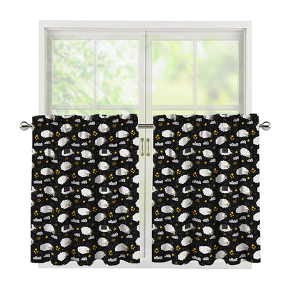 Sleeping Sheep Pattern Print Tier Curtains