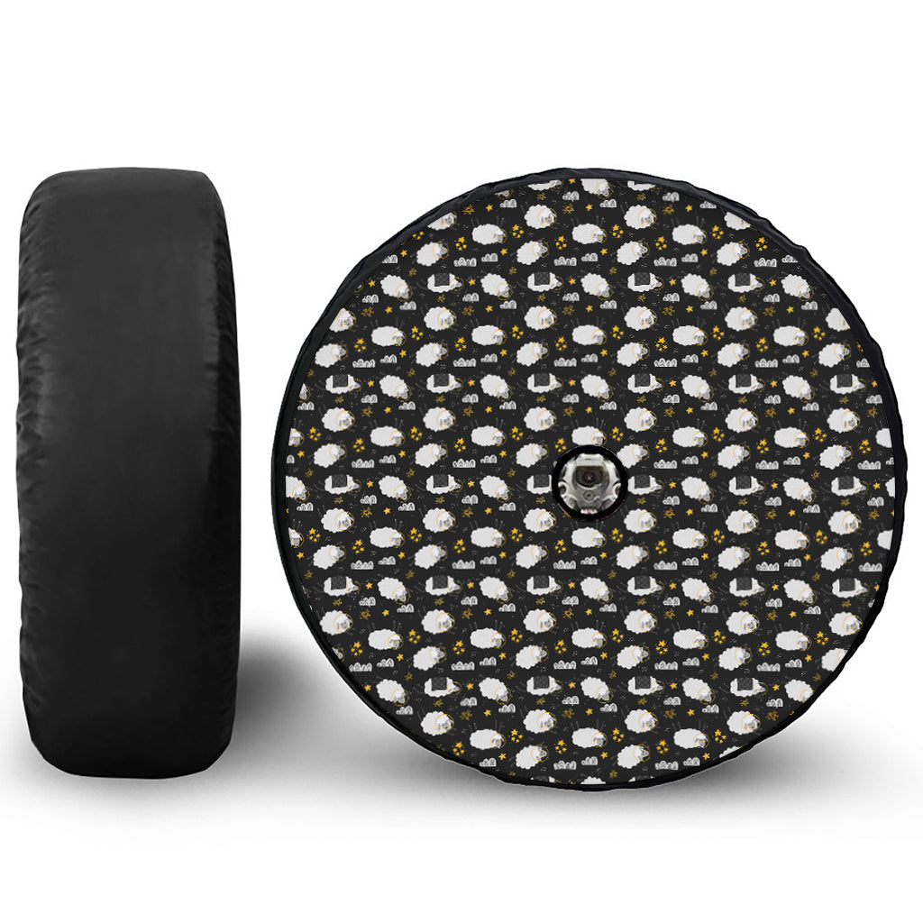 Sleeping Sheep Pattern Print Tire Cover With Camera Hole