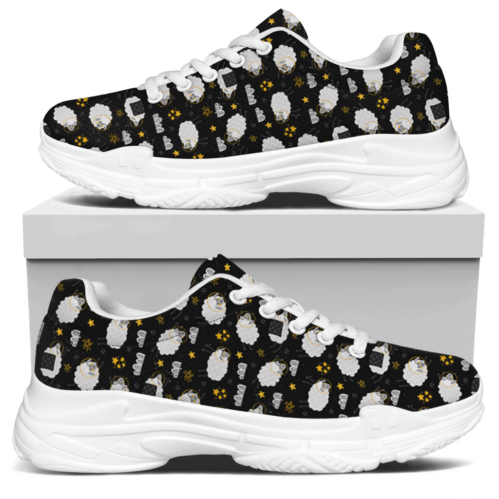Sleeping Sheep Pattern Print White Chunky Shoes