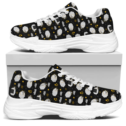 Sleeping Sheep Pattern Print White Chunky Shoes