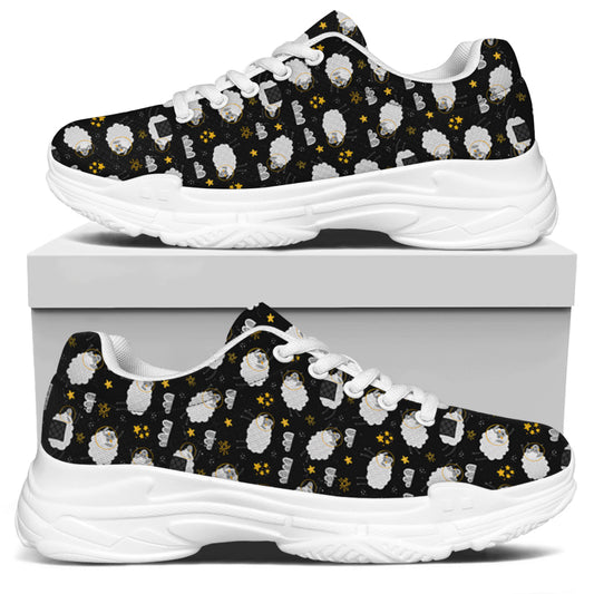 Sleeping Sheep Pattern Print White Chunky Shoes
