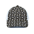 Sleeping Sheep Pattern Print White Mesh Trucker Hat