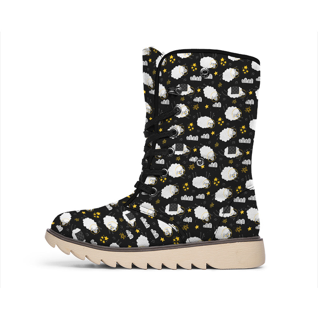 Sleeping Sheep Pattern Print Winter Boots
