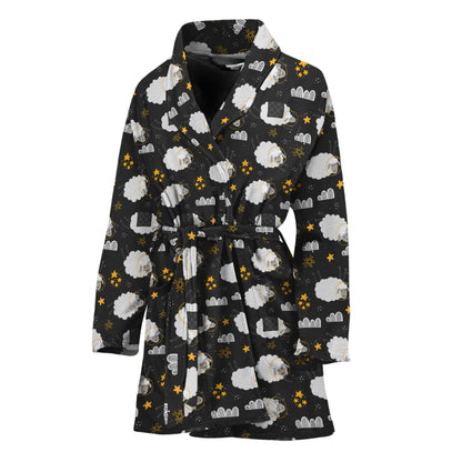 Sleeping Sheep Pattern Print Women's Bathrobe