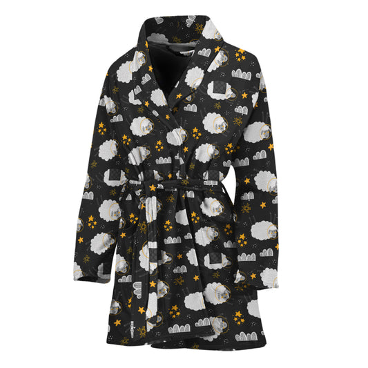 Sleeping Sheep Pattern Print Women's Bathrobe