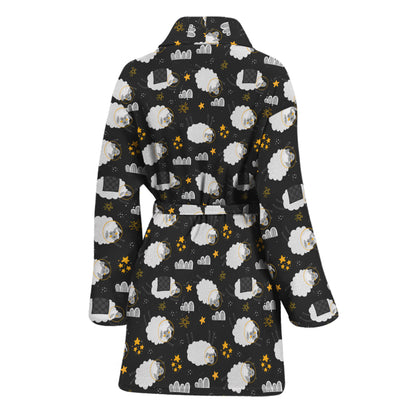 Sleeping Sheep Pattern Print Women's Bathrobe