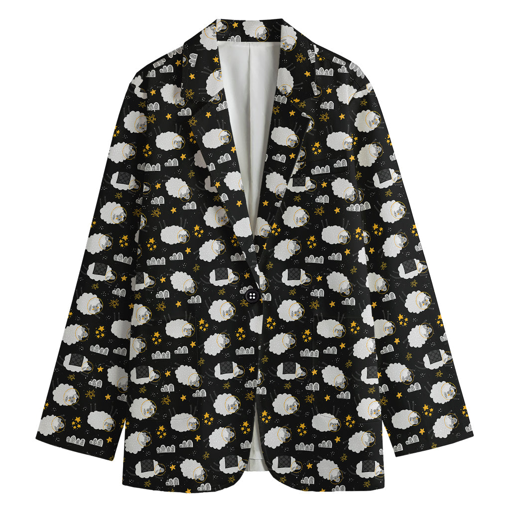 Sleeping Sheep Pattern Print Women's Blazer
