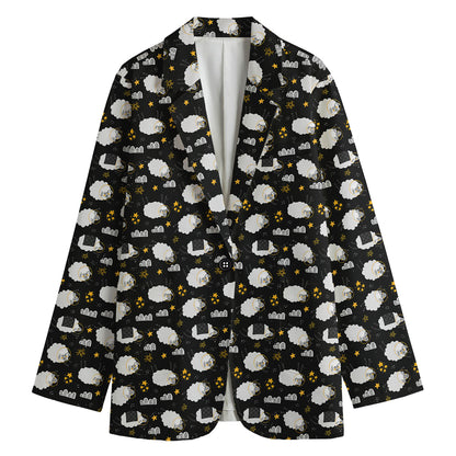 Sleeping Sheep Pattern Print Women's Blazer
