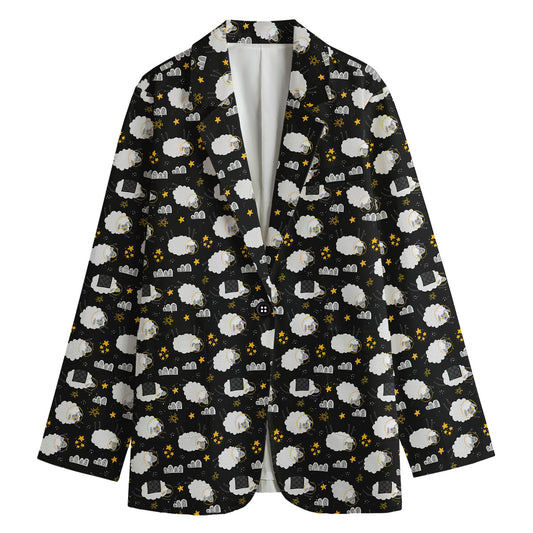 Sleeping Sheep Pattern Print Women's Blazer