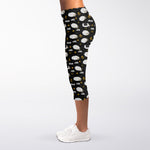 Sleeping Sheep Pattern Print Women's Capri Leggings