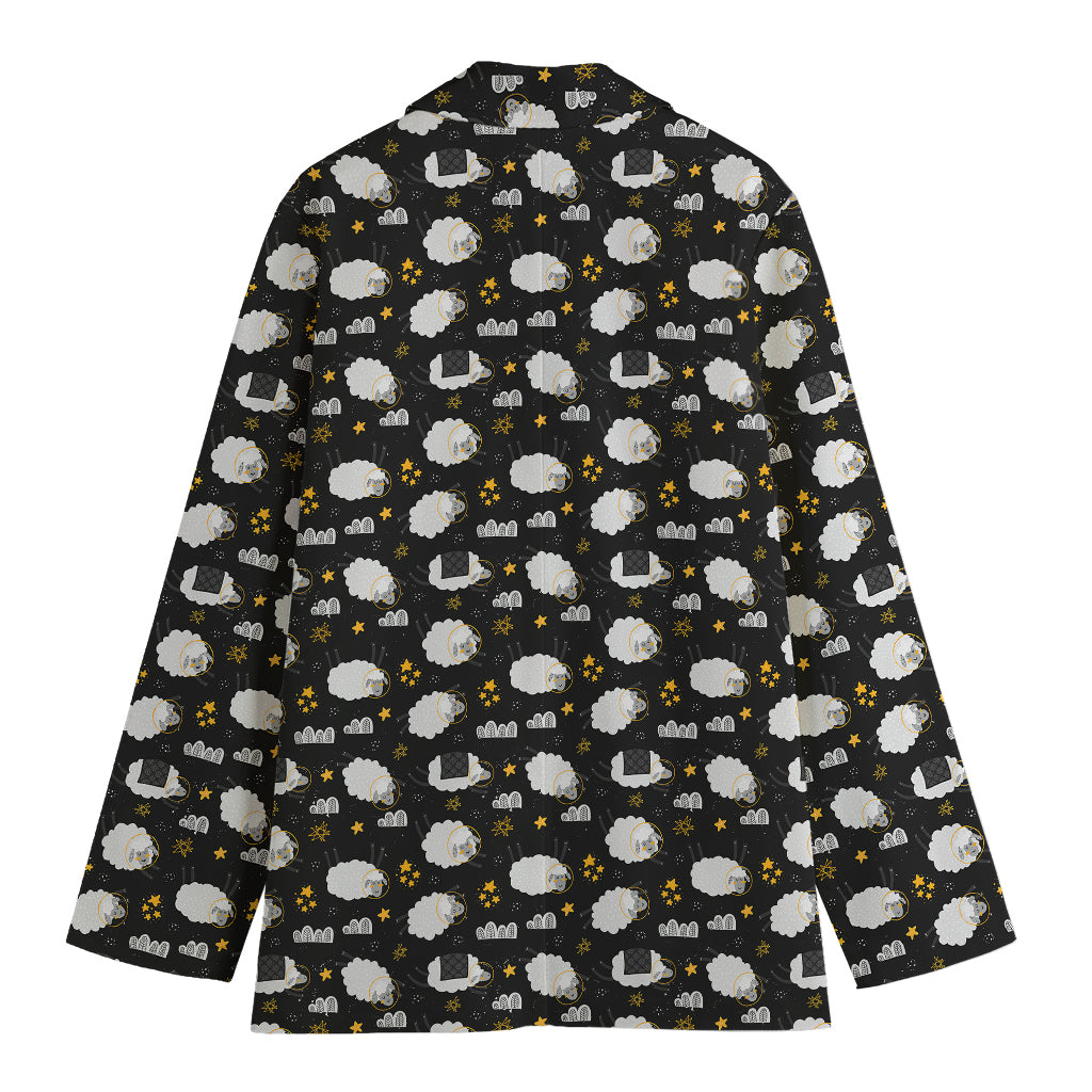 Sleeping Sheep Pattern Print Women's Cotton Blazer