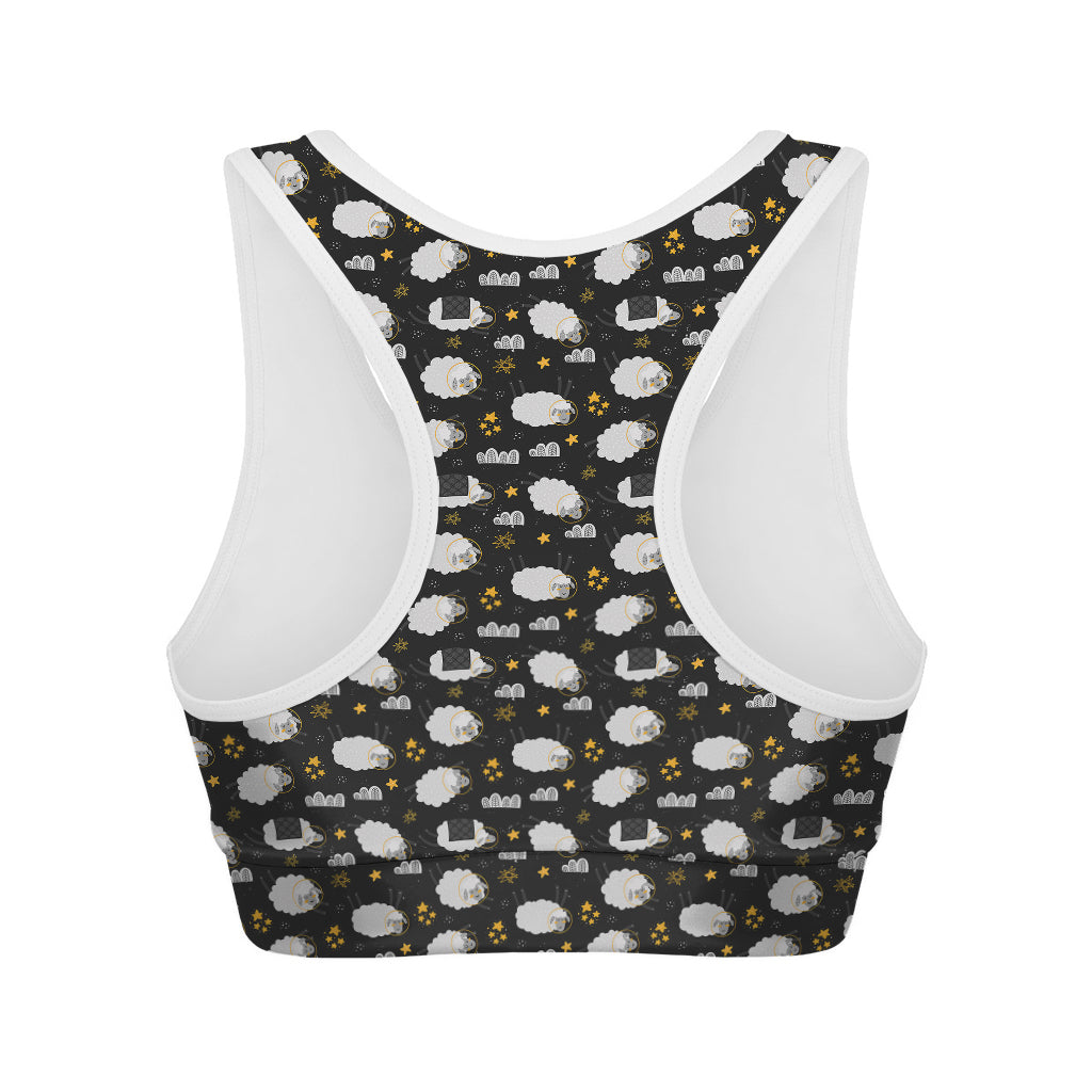 Sleeping Sheep Pattern Print Women's Sports Bra