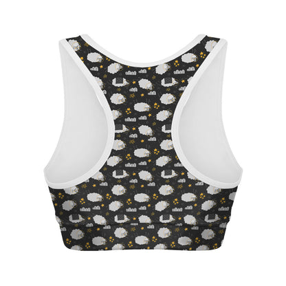 Sleeping Sheep Pattern Print Women's Sports Bra