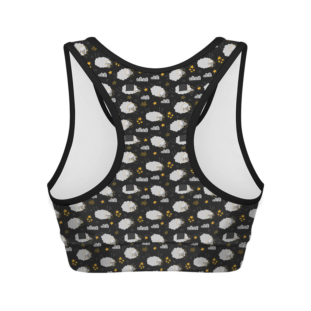 Sleeping Sheep Pattern Print Women's Sports Bra