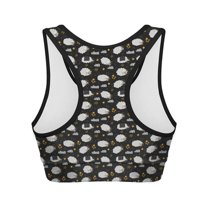 Sleeping Sheep Pattern Print Women's Sports Bra