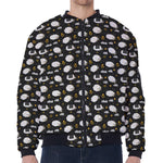Sleeping Sheep Pattern Print Zip Sleeve Bomber Jacket