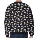 Sleeping Sheep Pattern Print Zip Sleeve Bomber Jacket