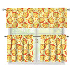 Slice Of Cheese Pattern Print 3 Piece Kitchen Curtains