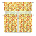 Slice Of Cheese Pattern Print 3 Piece Kitchen Curtains