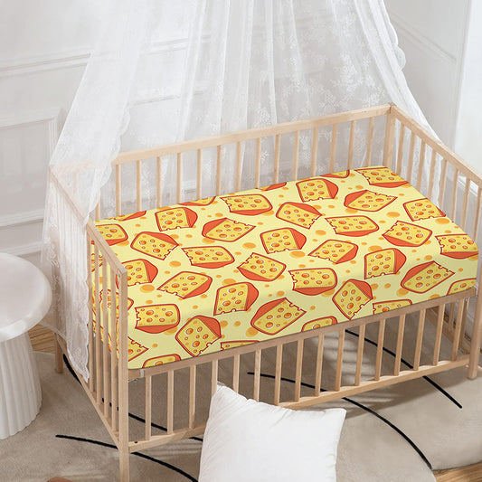 Slice Of Cheese Pattern Print Baby Crib Sheet