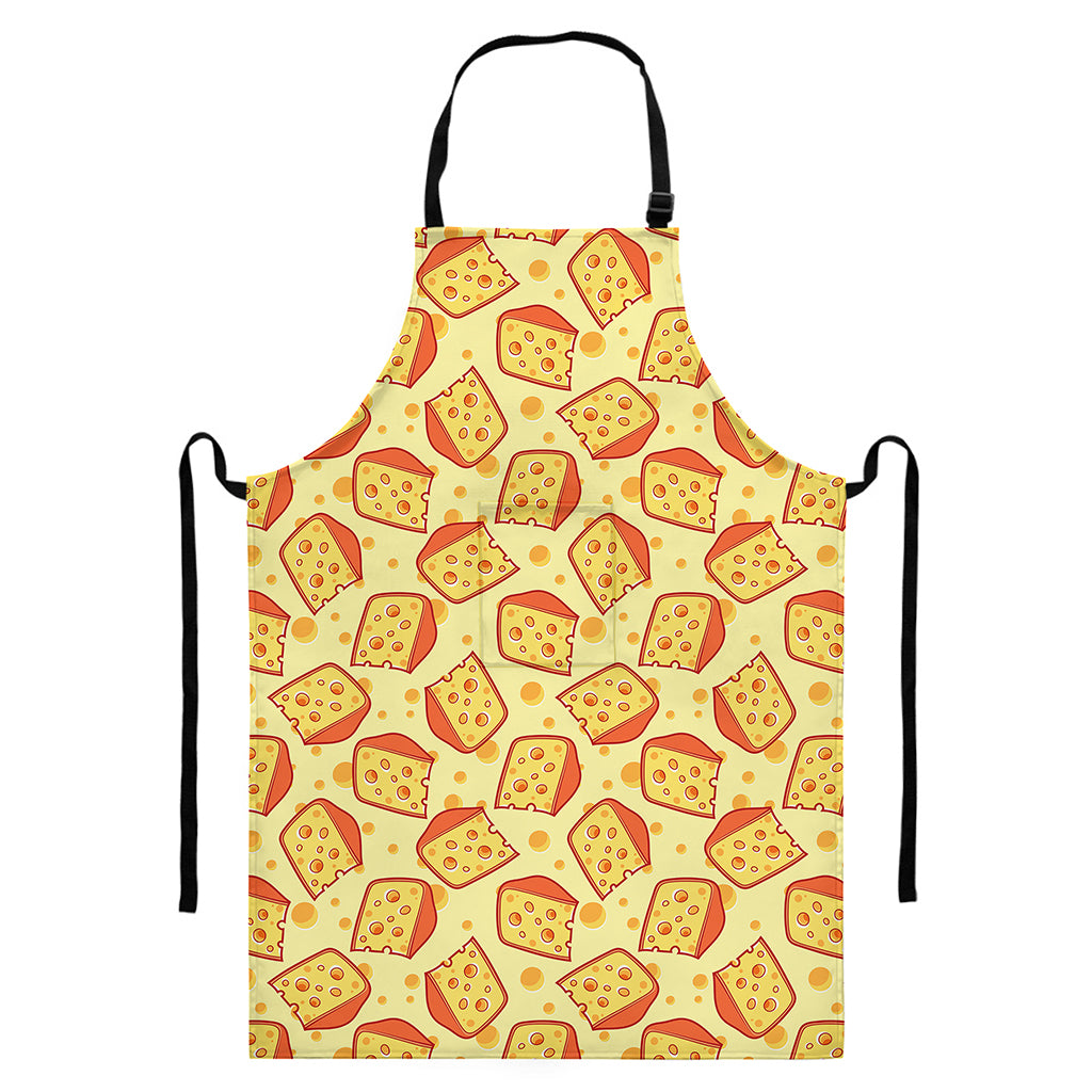 Slice Of Cheese Pattern Print Bib Apron With Pocket