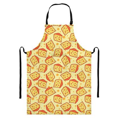 Slice Of Cheese Pattern Print Bib Apron With Pocket