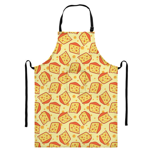 Slice Of Cheese Pattern Print Bib Apron With Pocket