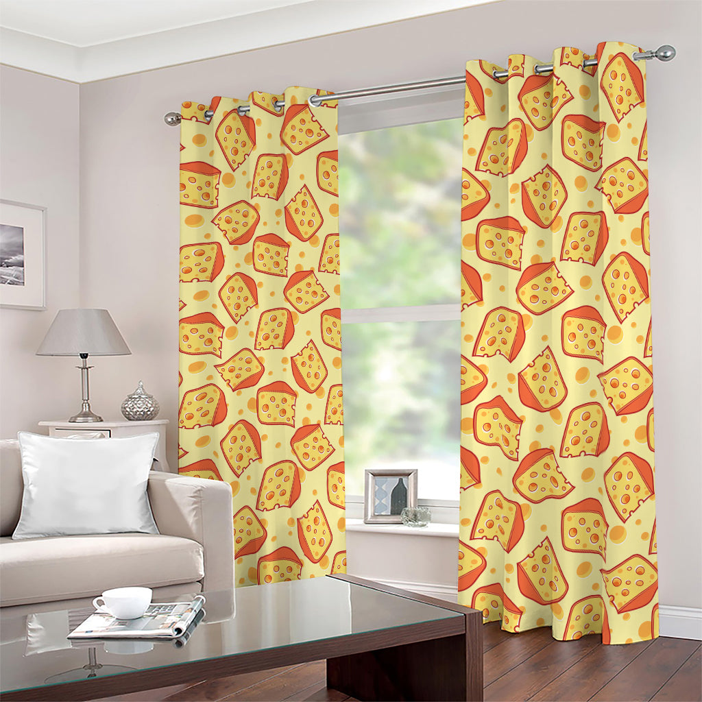 Slice Of Cheese Pattern Print Blackout Grommet Curtains