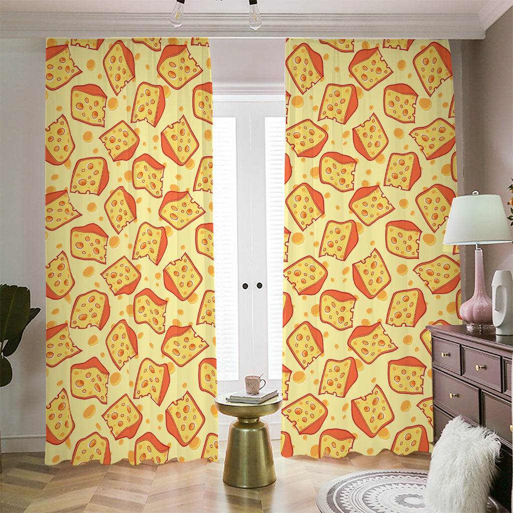 Slice Of Cheese Pattern Print Blackout Pencil Pleat Curtains