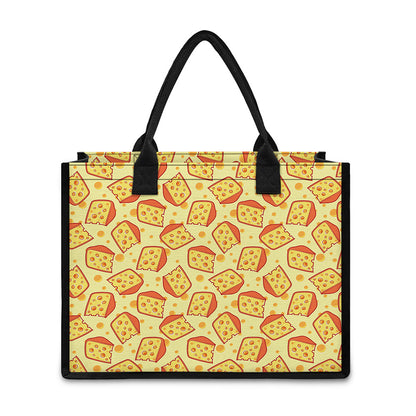 Slice Of Cheese Pattern Print Canvas Tote Bag