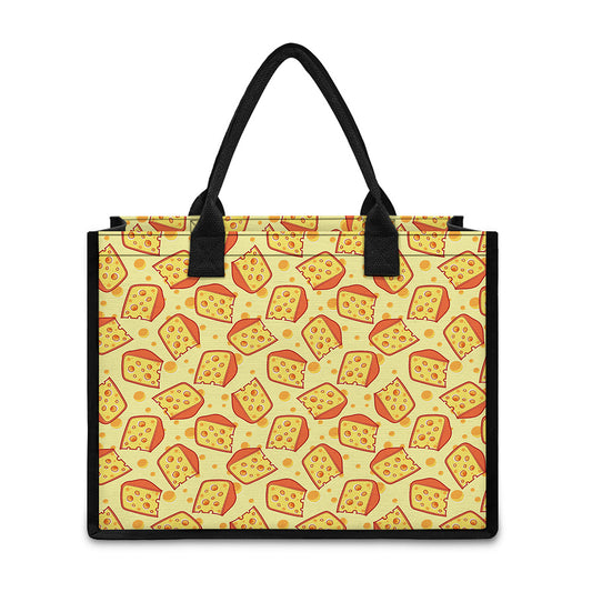 Slice Of Cheese Pattern Print Canvas Tote Bag