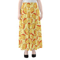 Slice Of Cheese Pattern Print Chiffon Maxi Skirt