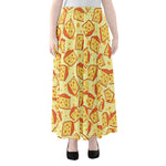 Slice Of Cheese Pattern Print Chiffon Maxi Skirt