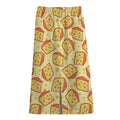 Slice Of Cheese Pattern Print Cotton Front Slit Maxi Skirt