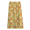 Slice Of Cheese Pattern Print Cotton Front Slit Maxi Skirt