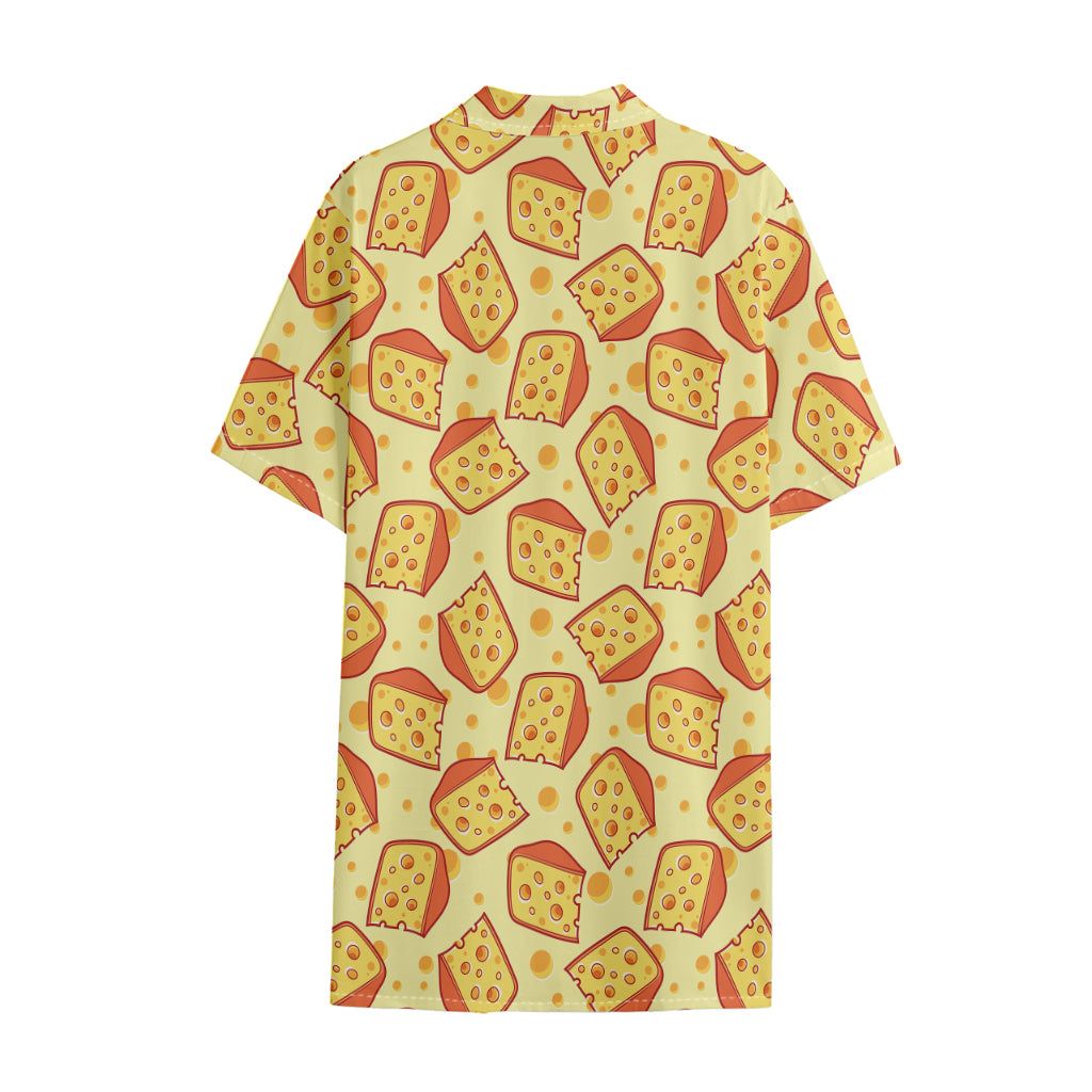 Slice Of Cheese Pattern Print Cotton Hawaiian Shirt