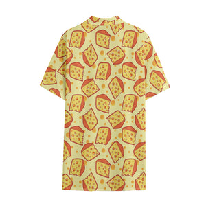 Slice Of Cheese Pattern Print Cotton Hawaiian Shirt