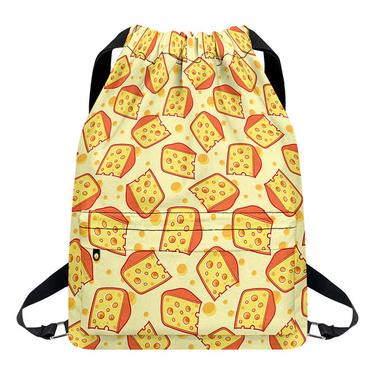 Slice Of Cheese Pattern Print Drawstring Backpack