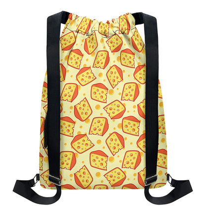 Slice Of Cheese Pattern Print Drawstring Backpack