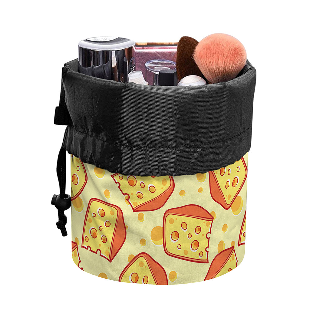 Slice Of Cheese Pattern Print Drawstring Makeup Bag